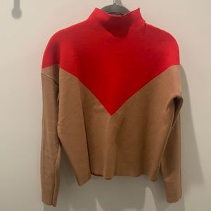 Cynthia Rowley Mock Neck Two Tone Sweater